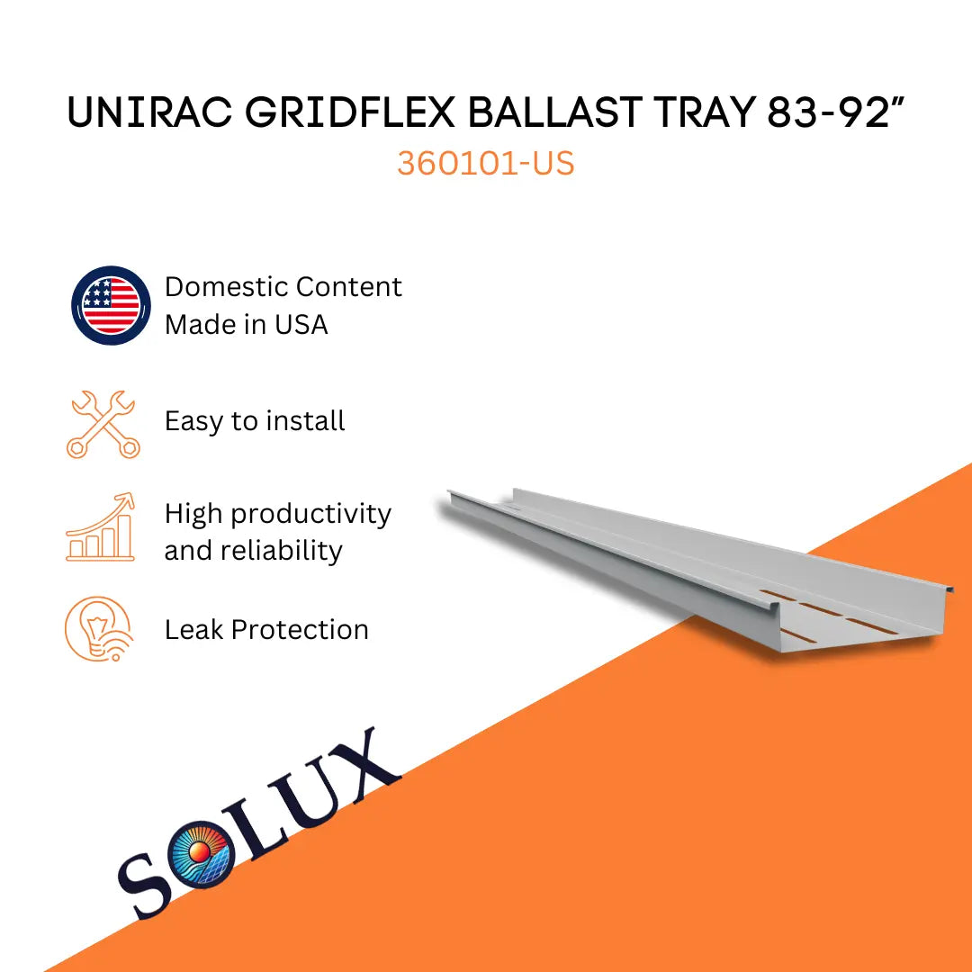This is an image of Unirac GridFlex Ballast Tray 83-92 Inches Domestic Solution